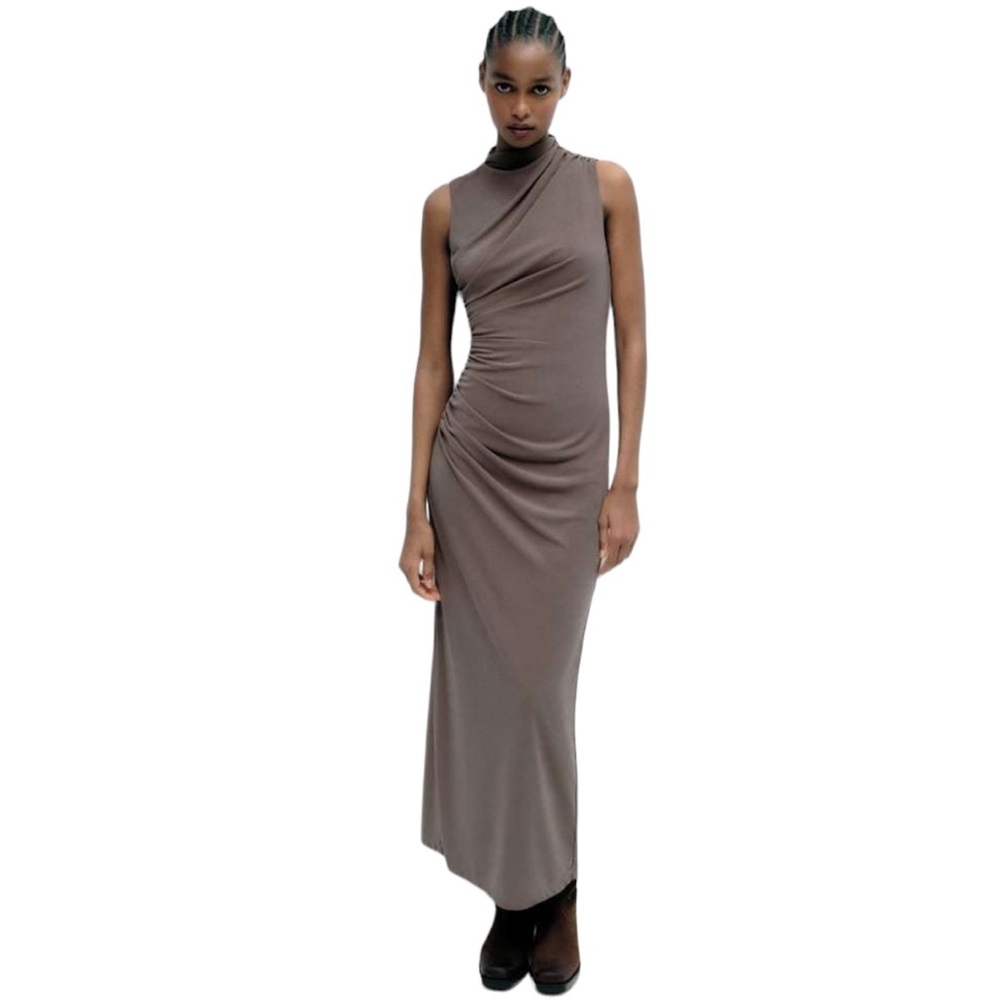 Zara Slleveless Draped Midi Dress